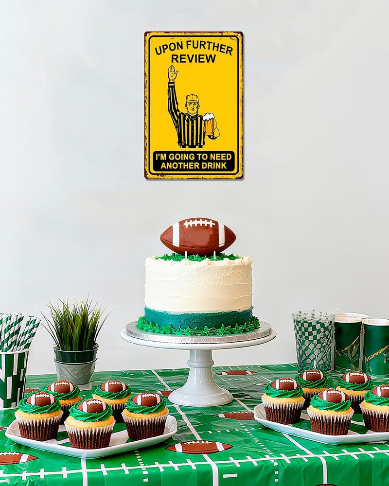 ALKB Funny Football Gifts for Men – 8x12 Vintage Man Cave Decor Tin Sign, Football Party Wall Decoration for Guys Home Bar, Unique Sports Present Idea - Image 2